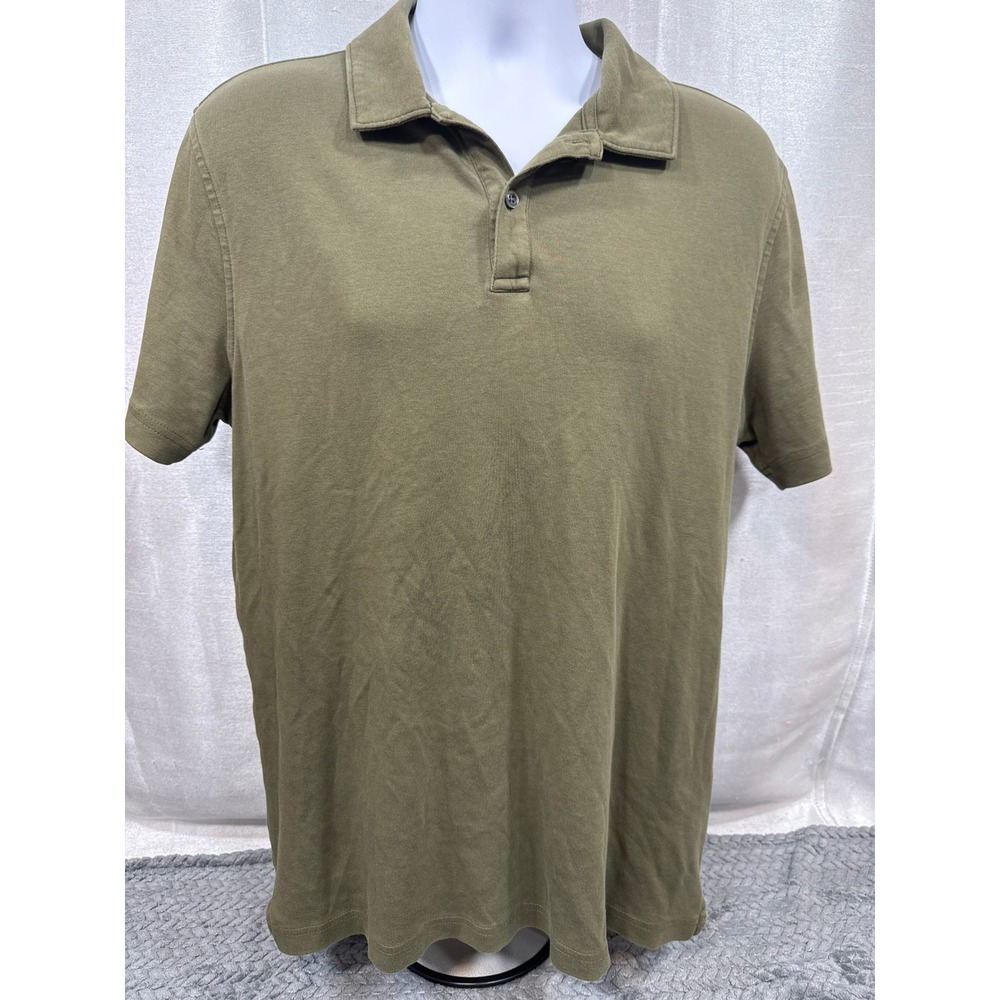 14th & Union Mens Olive Green Short Sleeve 100% Cotton Polo Shirt Large L